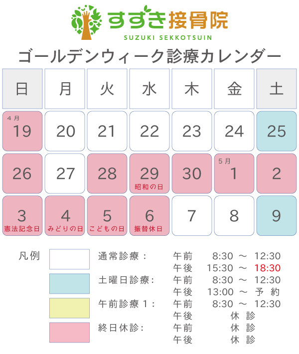 2020年 ゴールデンウィーク中の診療について